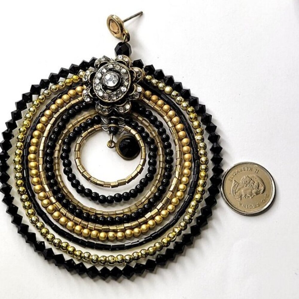 Double Circle Statement Drop Earrings Chandelier … - image 4